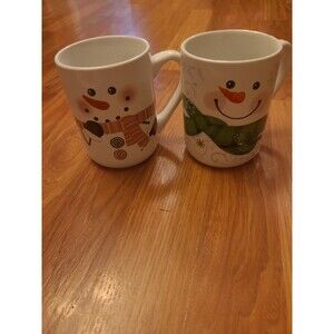Set Of 2 Snowman Mugs Christmas Winter